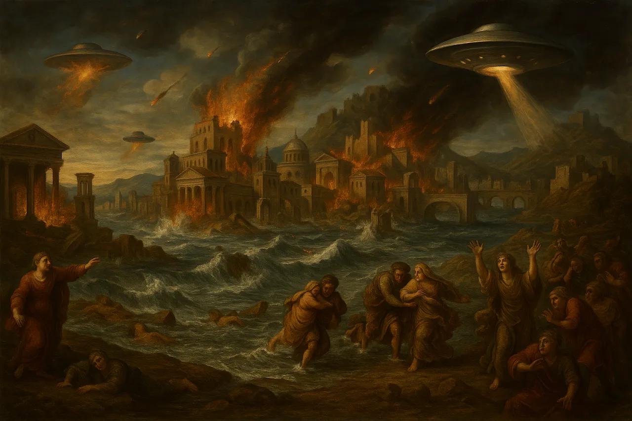 The consequence visited upon Atlantis as the sea closed over it.