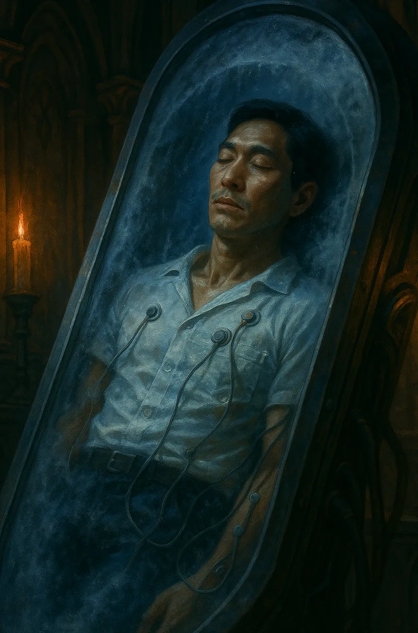 Portrait of Reuben Takata, Preservation Candidate, cryogenically suspended since 2006.